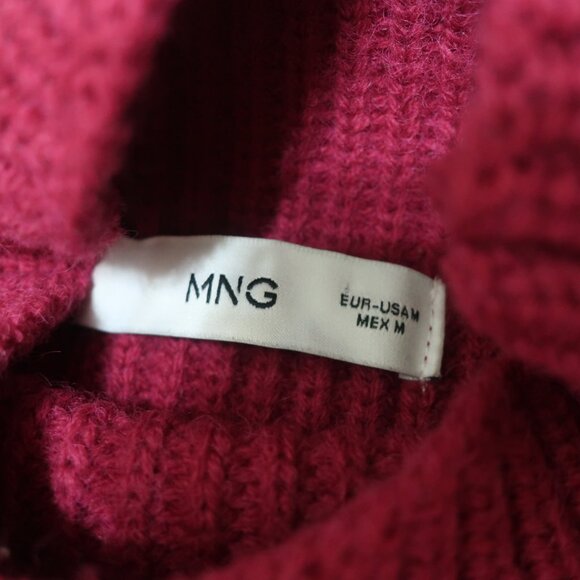 Mango Mockneck Magenta Thick Knit Sweater Size M EUC - Picture 5 of 5